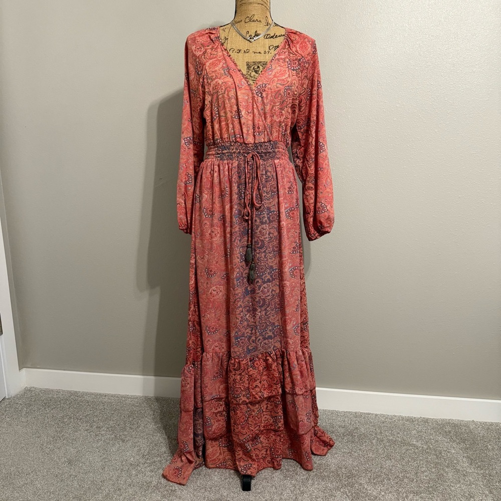 Chaudry Chic Long Flowy Boho Dress Size L